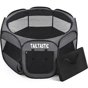 Portable Pet Playpen for Medium Dogs & Cats, Foldable Puppy Safety Pen with Removable Zipper Top, Breathable Mesh Dog Delivery Room, Indoor Isolation Cage for Pets (Dark Grey, Medium)