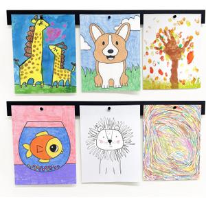 Picture Hanging System - Display Children Kid's Artwork Frame - 28" Magnetic Bar (Set of 2) Black