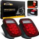 Partsam 2x Red/White 39 LED Stop Turn Tail Stud Lights Replacement for Jeep CJ YJ JK Truck Trailer Boat RV, Hardwired