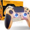 CAWOOSOO Yellow Wireless Controller Compatible for PS5/Pro/Slim/PC, Gradient Color RGB mode & haptic feedback & 1000 mAH battery & 3.5mm Audio Jack & Speaker