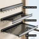 Wall-Mounted Dry Racks Retractable for Bathroom Wall Mounted with Hooks Clothes Drying Rack Bathroom Shelf for Collapsible Storage Rack Foldable Towel Holder for Kitchen, Balcony Laundry Room