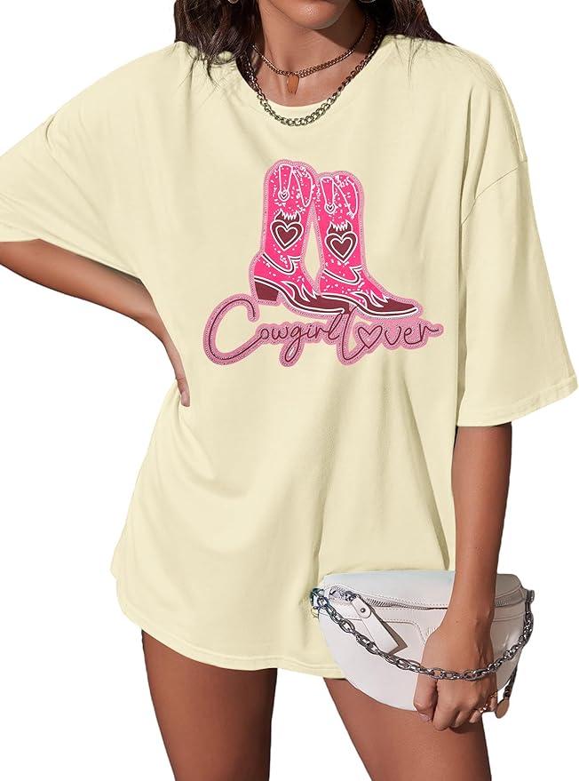 Oversized Western Cowgirl Shirts for Women Country Music Rock Band Tshirt, 2XL