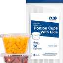 EDI 4 Ounce Clear Plastic Disposable Portion Cups/Souffle Cup with Lids, 50 Sets