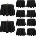 10 Pack Black Round Tablecloth 60 Inch Round Tablecloth Polyester Tablecloths for Round Tables Wrinkle Resistant Washable Decorative Fabric Table Covers for Wedding Dining Party Buffet