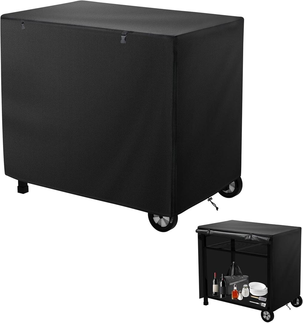 Outdoor Dining Cart Cover,Outdoor Prep Table Cover with Split Zipper,40"x24"x32" Waterproof,for Royal Gourmet Double-Shelf Dining Cart Table