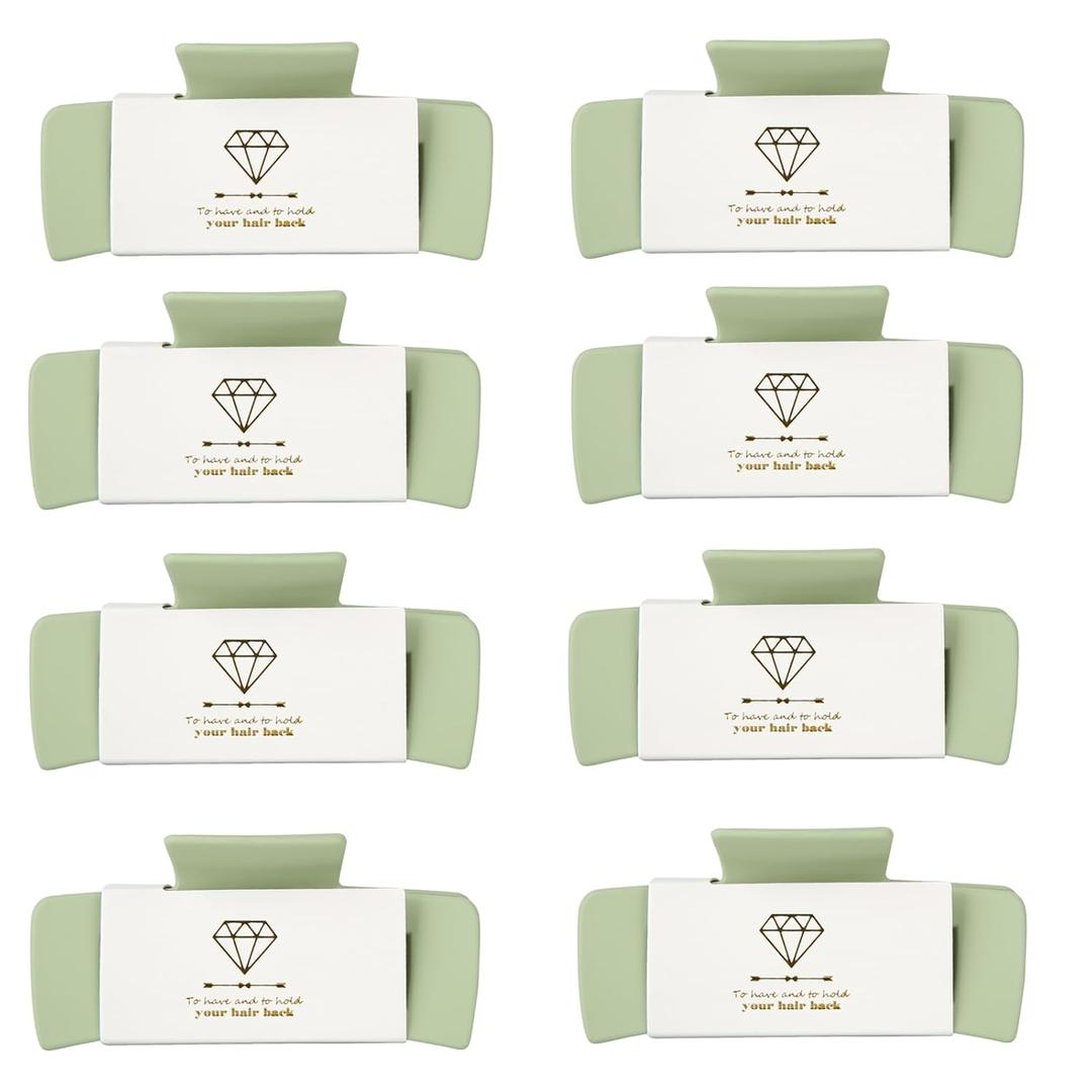 8pcs Bridesmaid Proposal Gifts 4.1 Inch Square Set of 8 Bachelorette Hair Claw Clips ideas Bridal Shower Gift for Wedding Party Favors (Sage Green)