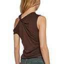 EeAmzQc Brown Twist Strap One Shoulder Sexy Crop Tank Tops for Women Asymmetrical Neck Ruched Slim Y2K Shirt Sleeveless (Brown, M)