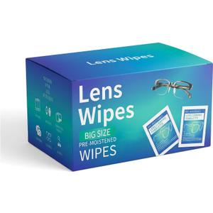 Big Size Lens Wipes - 120 Individually Wrapped Large Towelettes | Deep Clean Pre-Moistened Eyeglass Cleaner for Sunglasses, Camera Lenses, Monitors & Screens
