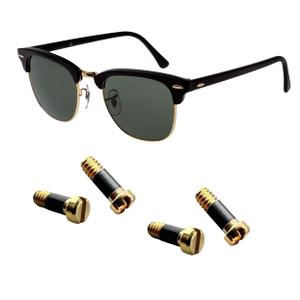 Ray Ban RB3507 RB2716 RB3016 Clubmaster Replacement Back Side Lenses Screws 4 with Screwdriver 1 (Golden, Temple Hinge Screws)