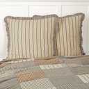 VHC Brands Farmhouse Bedding-Sawyer Mill Tan Fabric Euro Sham, 26x26, Dark Creme White, 1 Pieces