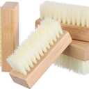 2 x GLEAVI 4Pcs Shoe Cleaning Brush Set: Sturdy Wood Handle Soft Nylon Bristle Scrubbers, 3.7 Inch Portable Dirt Remover for Sneakers, Suede & Leather Boots
