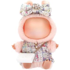 Doll Clothes for Labubu 17cm Have a Seat & Exciting Macaron & Big into Energy Series Dolls, Luxury Chic Series for 17cm Dolls Accessories (White Dress+Hairband+Bag)