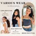 Ponytail Extension, Curly Drawstring Ponytail Extension for Women 18 Inch Curly Wavy Ponytail Yaki Textured Natural Fluffy Synthetic Hairpiece for Daily Use