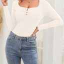 Amoretu Womens Henley Tops Long Sleeve Scoop Neck Tshirts Ruched Fitted T Shirts (Black, L)