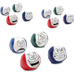 BLUE PANDA Kick Sack & Bean Bag Juggling Balls with 4 Funny Face Designs for Juggling (12 Pack) - Bean Bags - Juggling Balls for Beginners