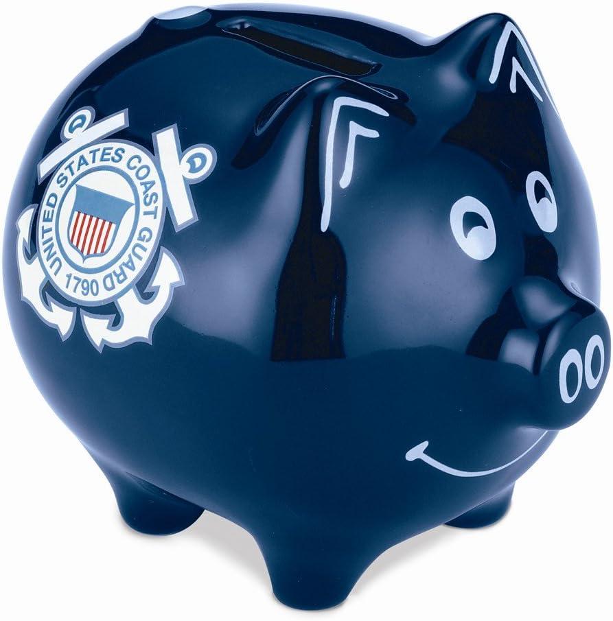 United States Coast Guard Navy Military Piggy Bank Safe Stoneware Savings Money Cash Box with Coin Slot