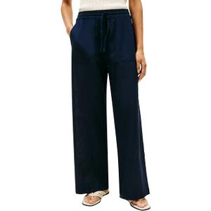 Tommy Hilfiger Women's Linen Pants Wide Leg Casual Pants with Pockets L/G