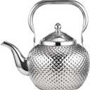 SANQIAHOME 2000ml teapot with Infuser stainless steel Water Boilers lifting handle Tea Maker Water Kettle for Induction/Gas silver (2.1 Quarts)