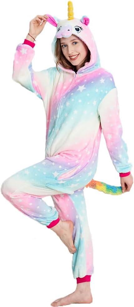 Adult Onesie Unicorn Pajamas for Women Adult Christmas Halloween Cosplay Costume Sleepwear, X-Large, Galactic Starry