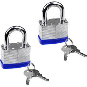 2 Pack Laminated Padlocks with Keys,30mm Heavy Duty Key Pad Lock Outdoor Weatherproof Lock Short Shackle Padlock Laminated Steel Key Padlock for Garden Shed Garage Fence Storage Unit