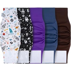 Pet Soft Dog Diapers Male, 5 Pack Male Dog Belly Bands, High Absorbing Washable Males Dog Wraps for Doggie Puppy((Space, M)