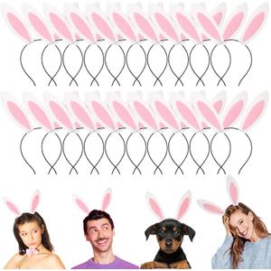 XunYee 24 Pcs Easter Bunny Ears Headbands Felt Rabbit Ears Hairbands for Easter Cosplay Party Bunny Costume for Adults Halloween Party Favors