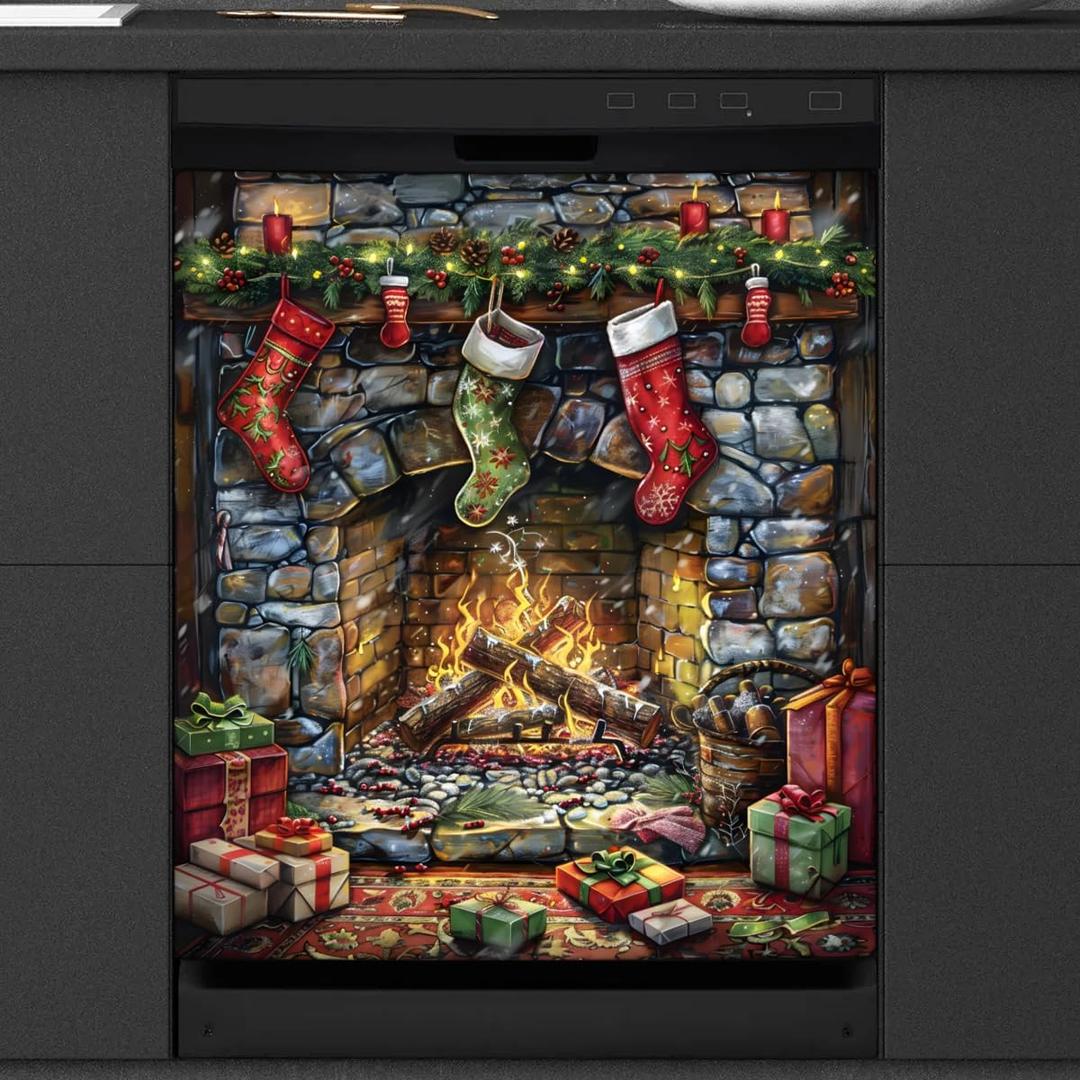 Dishwasher Magnet Cover Christmas Magnetic Sticker Refrigerator Decorative Cover Reusable Fridge Appliance Magnet Home Kitchen Holiday Decor 23x26 inch