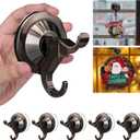 Antimbee Suction Cup Hooks,5 Pack Suction Cup Hanger,Wreath Hangers with Ultra-Thin Adhesive Disc on Smooth/Uneven Surfaces,Removable Large Suction Cup for Tile Wall Window Glass Door-Red Copper