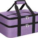 Double Insulated Casserole Carrier, Portable Casserole Carrier for Hot or Cold Food Lunch Tote Warmer or Cooler Bag, Lasagna Lunch Bag for Potluck Parties- Fits 9" x 13" Baking Dish-Purple (16x10x7.2 in)