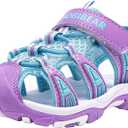 BODATU Girls Summer Outdoor Beach Sports Closed-Toe Sandals Blue/Purple, 13 Little Kid