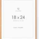18x24 Poster Frame, Solid Oak 18x24 Poster Frames Matted to 16x20, 24x18 Natural Wooden Frame Horizontal or Vertical Wall Mounting, Set of 1