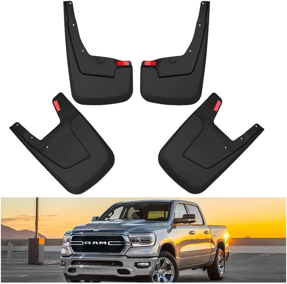 Kiwi Master Mud Flaps for 2019-2024 Dodge Ram 1500 (Without OEM Fender Flares, Not Fits Classic or TRX), Heavy Duty Front & Rear Mud Guards, No Drill, 4 Pcs Set