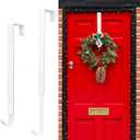 Wreath Hanger for Front Door, Adjustable 15 to 25 Inches Wreath Hangers, 20 lbs Larger Door Upgrade Wreath Hanger, Christmas (White)
