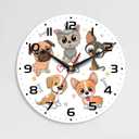 Wall Clock, 10 Inch Silent Non-Ticking Home Kitchen Decor, Battery Operated for Bathroom Bedroom Living Room Office(Cute Dogs)