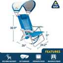 GCI Outdoor Sunshade Backpack Beach Chair | Reclining Folding Canopy Chair with Durable Armrests, Drink Holder & Carry Straps, Perfect for Beach Trips & Picnics — Saybrook Blue