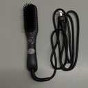 LANDOT Mini Hair Straightener Brush - Ionic Heated Straightening Brush for Frizz-Free & Smooth Styling, Compact Lightweight Dual Voltage Travel Flat Iron Comb for Medium Short Hair, Black