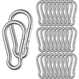 Stainless Steel Spring Snap Hook Carabiner M6 Heavy Duty Carabiner Clip Spring Clips Keychain 5/16 Inch Quick Links for Backpack, Hammocks, Camping, Swing (30PCS)