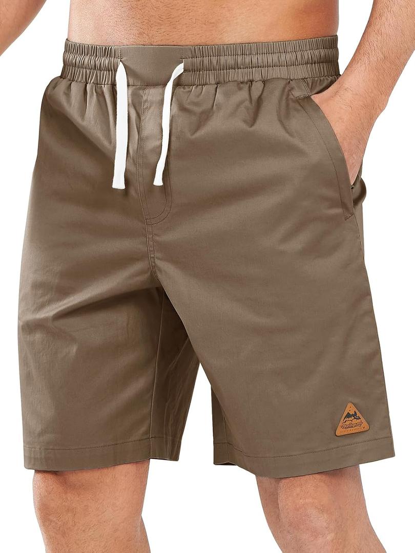 NORTHYARD Mens Casual Cotton Shorts 9 Inch Hybrid Golf Work Board Shorts with Zipper Pockets Quick Dry (Beige, M)