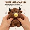 Highland Cow Squishies Fidget Toy, Soft Slow Rising Stress Relief Squeeze Toy, Cute Glitter Sensory Desk Decor for Adults, Anxiety Relief Squishy Cow Toy for Home Office Decoration