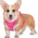 BARKBAY No Pull Dog Harness Large Reflective Dog Harness with Front Clip and Easy Control Handle for Walking Training Running with ID tag Pocket(Pink,M)