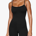CRZ YOGA Womens Butterluxe Athletic Adjustable Strap Rompers Workout One Piece Sleeveless Jumpsuits Padded Bodysuit Shorts, M, Black