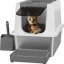 RIZZARI Stainless Steel Cat Litter Box, Odorless Enclosed Litter Box with Top Holes, Large Litter Pan for Small to Large Sized Cats (Dark Gray, 24" L*16" W*18" H)