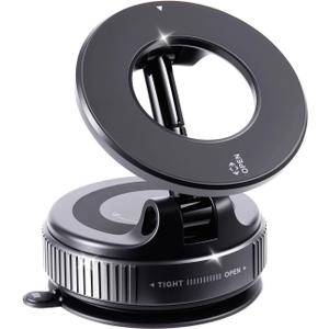 Vacuum Magnetic Suction Car Phone Holder Fold-able and and Hands-Free 360 Adjustable Rotation Phone Mount, Compatible with All Smartphones