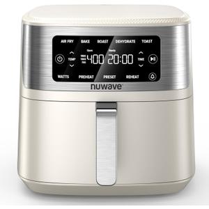Nuwave Brio Plus 6-in-1 Air Fryer, 7-Qt Large Capacity, 50F400F Precise Temp Control, Non-Toxic PFAS-Free Nonstick, Air Fry, Bake, Roast, Toast, Dehydrate, Reheat, 100 Presets, Dishwasher Safe