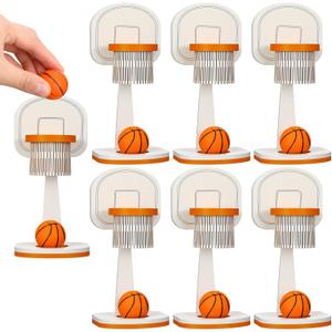 6 Pcs Basketball Party Table Decorations Sports Cake Topper Mini Wooden Basketball Hoop Centerpieces with Mini Ball for Birthday Baby Shower Party Supplies