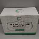 Set Of 2 Large Glass Jar with Wooden Lid with 132 Labels, Glass Storage Jars for Flour Pasta Candy Coffee Cookie and More(70 FL OZ/2000 ml)