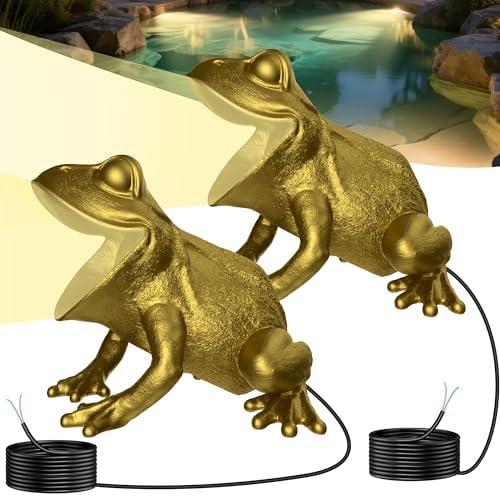 OSREE 6W Brass Pond Light LED Underwater, 12V Low Voltage Frog Underwater Pond Light 2700K, IP68 Waterproof Submersible Ponds Lights for Outdoor Ponds Fountain Waterfall Water Feature, 2 Pack