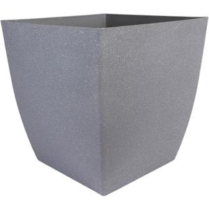 The HC Companies Santa Fe Square Self-Watering Pot - Lightweight Plastic Planter for Herbs & More - Durable Plant Pots for Indoor Plants & Outdoor Plants (16 Pebble Gray, Pack 1)