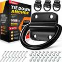 4PCS Heavy Duty Steel D Rings Tie Down Anchors, Ultra Durable 3500 Pound Breaking Strength Surface Mount Hooks Securing Cargo for Trailer, Truck Bed, with Screws & Bolts
