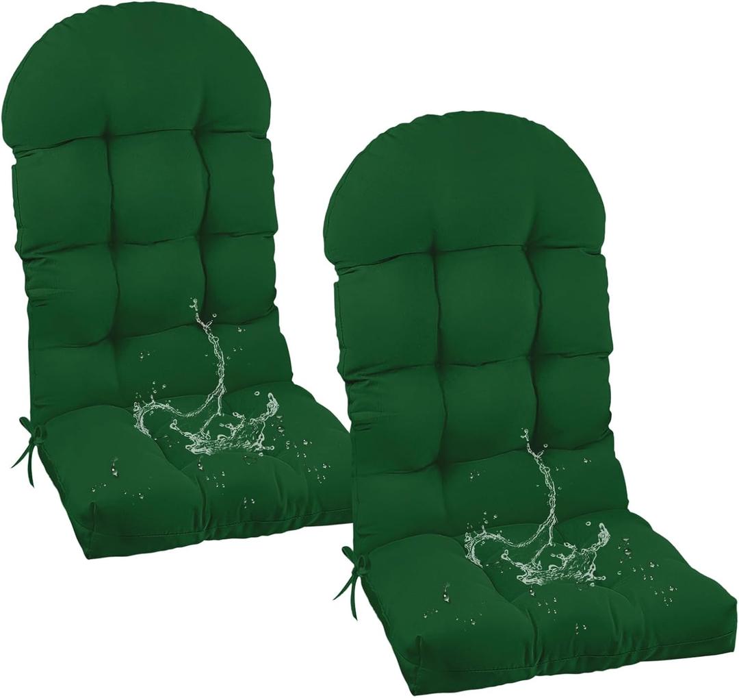 Outdoor Adirondack Chair Cushions Set of 2 with Ties Non-Slip, High Back Patio Waterproof Rocking Chair Cushion for Patio Garden Porch Pool Beach 47"*19.68"*3.9"